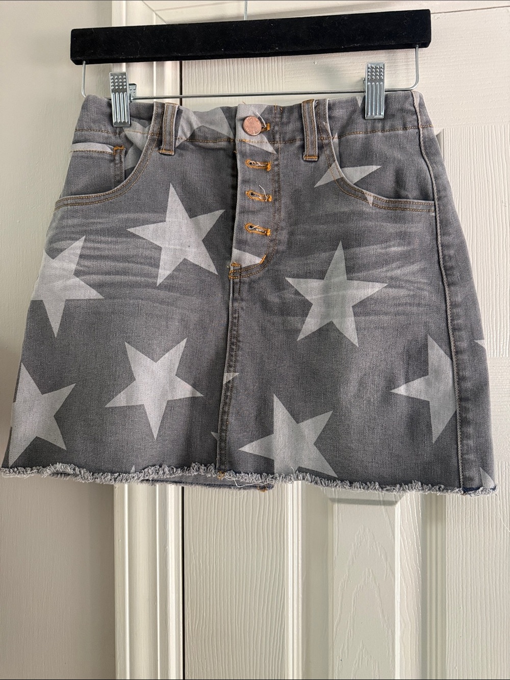 Toast Jeans Gray Star-Print Denim Skirt - Brand: